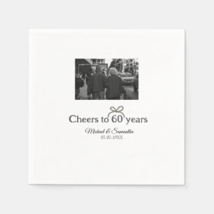 Golden bow cheers to 60 years anniversary wedding napkin