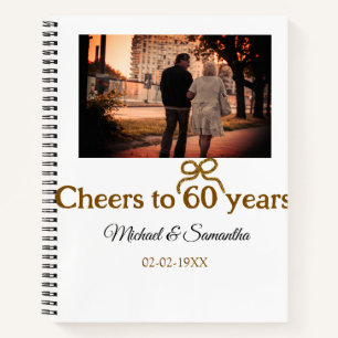 Golden bow cheers to 60 years anniversary wedding notebook