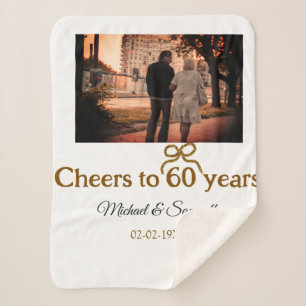 Golden bow cheers to 60 years anniversary wedding  sherpa blanket