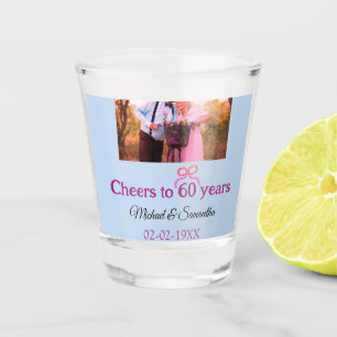 Golden bow cheers to 60 years anniversary wedding  shot glass