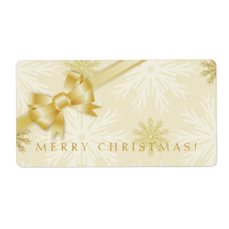 Golden Bow Christmas Snowflakes labels