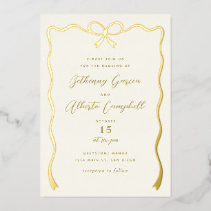 Golden Bow Foil Invitation