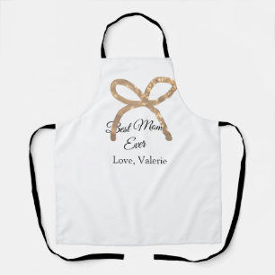 Golden bow glitter best mum ever add name mother apron