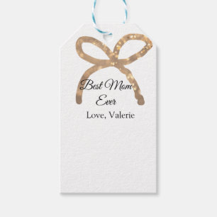 Golden bow glitter best mum ever add name mother gift tags