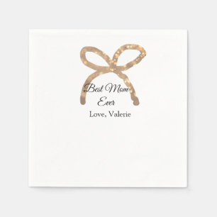 Golden bow glitter best mum ever add name mother napkin