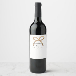 Golden bow glitter best mum ever add name mother wine label