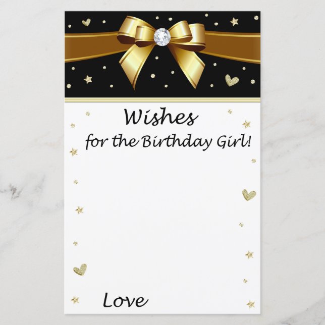 Golden bow Wishes for the birthday girl (Front)