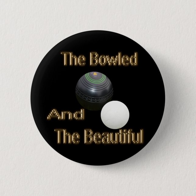 Golden Bowled Beautiful Lawn Bowls Design, 6 Cm Round Badge (Front)