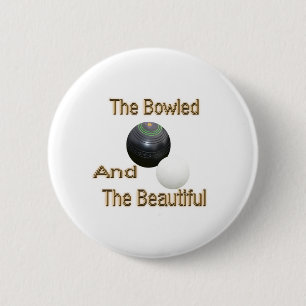 Golden Bowled Beautiful Lawn Bowls Design, 6 Cm Round Badge