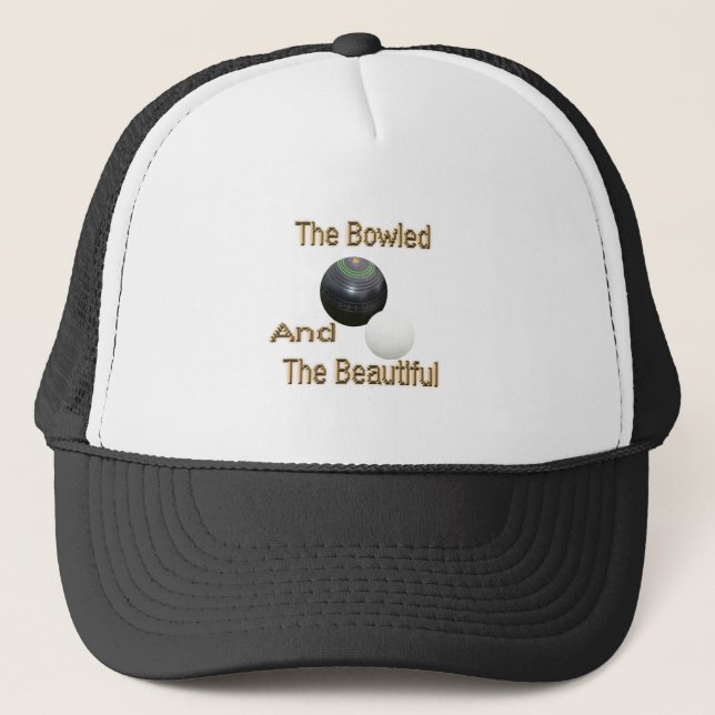 Golden Bowled Beautiful Lawn Bowls Design, Trucker Hat (Front)