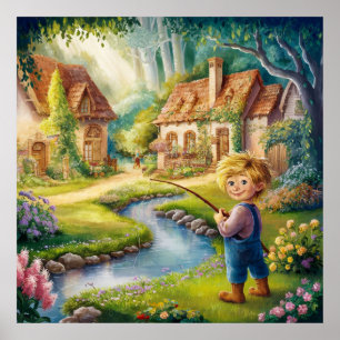 Golden Boy by the Stream Painting  Poster