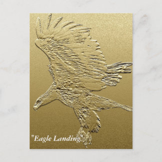 "Golden Boy" Landing Eagle Gold Foil-effect Art Postcard