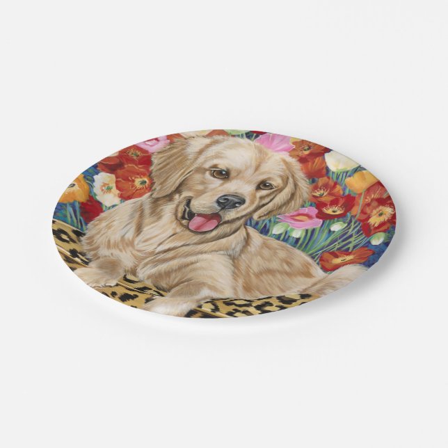 Golden Boy Retriever Paper Plate (Angled)