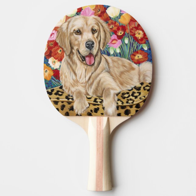 Golden Boy Retriever Ping Pong Paddle (Front)
