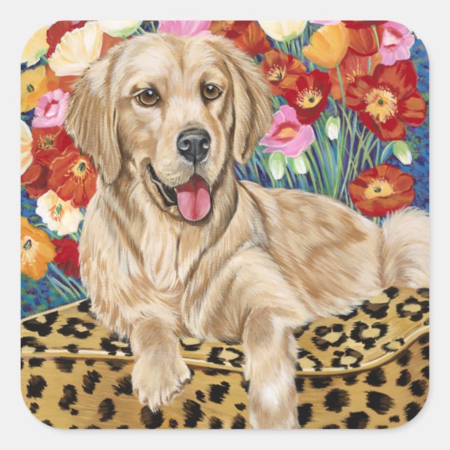 Golden Boy Retriever Square Sticker (Front)