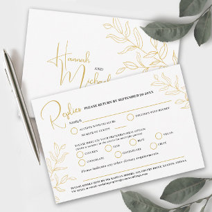 Golden branch meal option wedding event RSVP Card