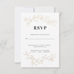 Golden Branches Wedding RSVP Card