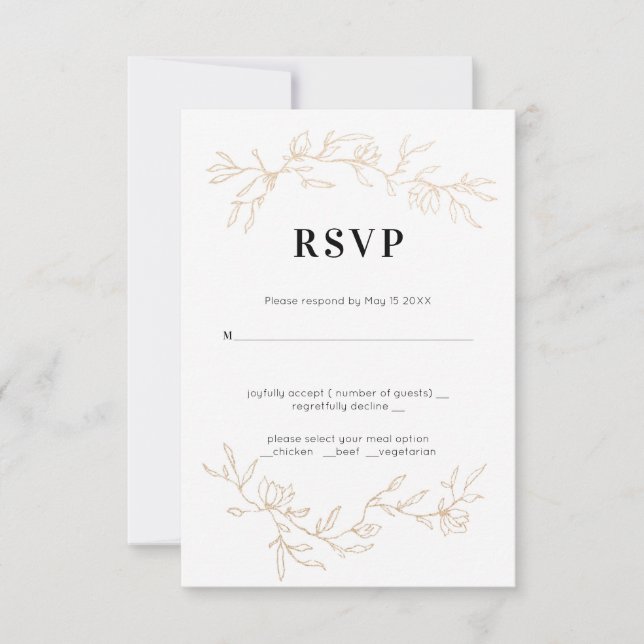 Golden Branches Wedding RSVP Card (Front)