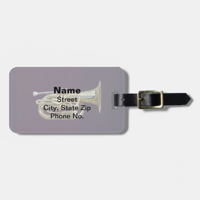 Golden Brass Euphonium Luggage Tag (Front Horizontal)
