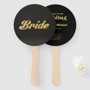 Golden Bride Wedding Hand Fan