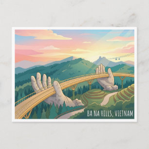 Golden Bridge Ba Na Hills Vietnam Travel Postcard