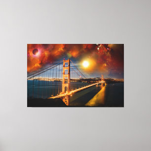 Golden Bridge Fantasy Landscape Canvas Print