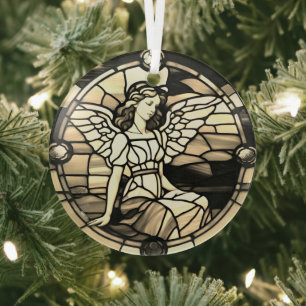 Golden Bronze Angel Stained Glass Window Tree Decoration