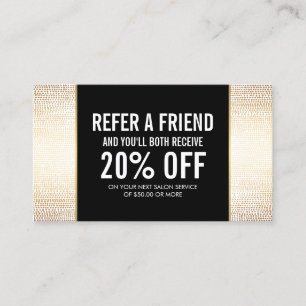 Golden Bronze Confetti Dots Salon Referral Card