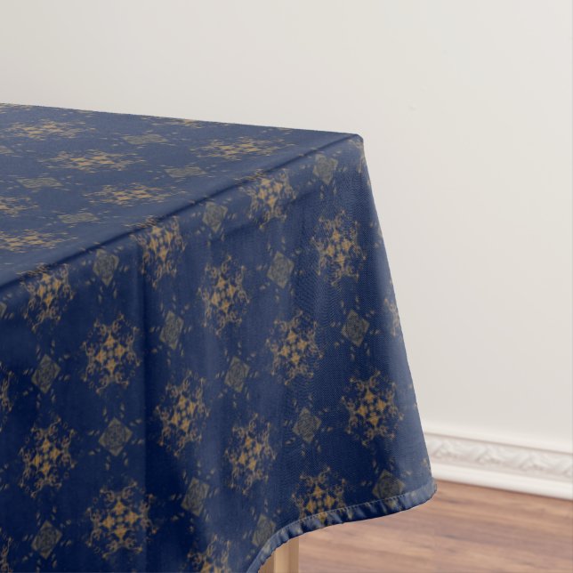Golden Bronze Diamond Burst Pattern Tablecloth (In Situ)