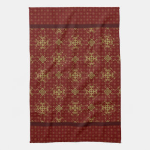 Golden Bronze Diamond Burst Pattern Tea Towel