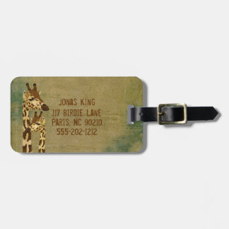 Golden Bronze  Giraffes  Luggage Tag