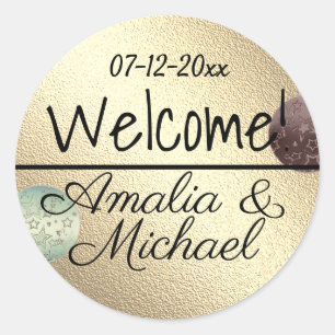 Golden bronze gradient textured blush color classic round sticker