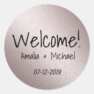 Golden bronze gradient textured blush colour classic round sticker