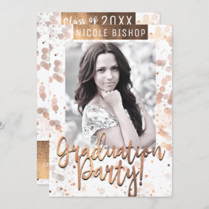 Golden Bronze Graduation Party Graduate Photo Invitation
