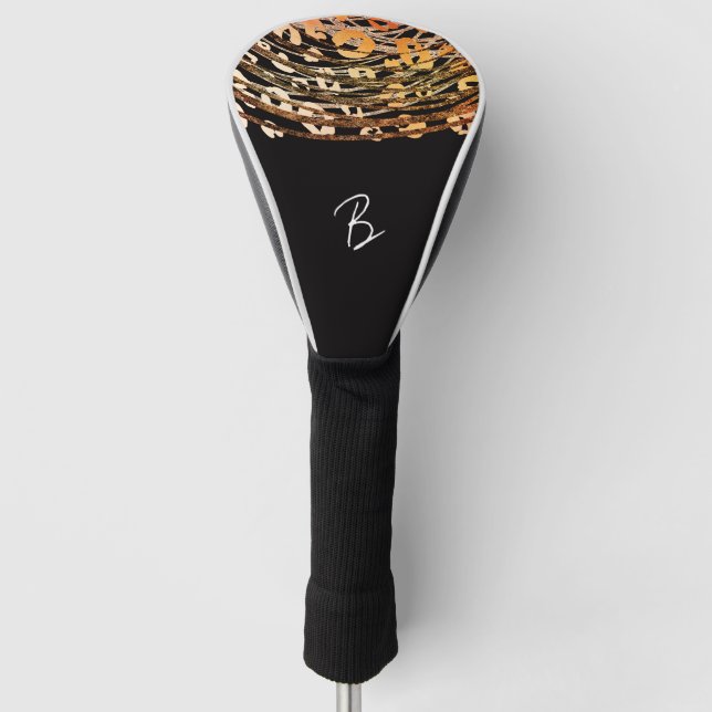 Golden Bronze Leopard Cheetah Exotic Glamour Golf Head Cover (Front)