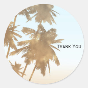 Golden Bronze Palms Beach Ombre Palm Trees Chic Classic Round Sticker
