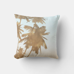 Golden Bronze Palms Beach Ombre Palm Trees Chic Cushion