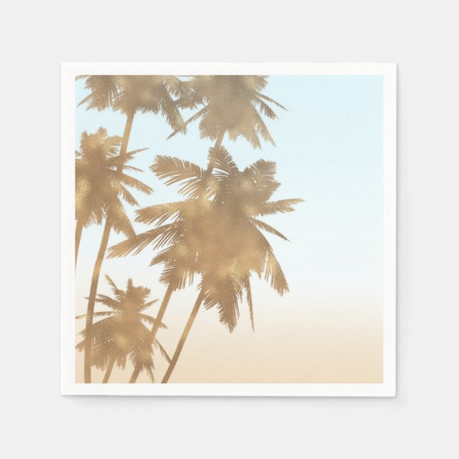 Golden Bronze Palms Beach Ombre Palm Trees Chic Napkin (Front)
