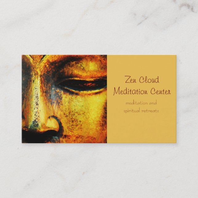 Golden Bronze Statue of the Buddhas Face Business Card (Front)