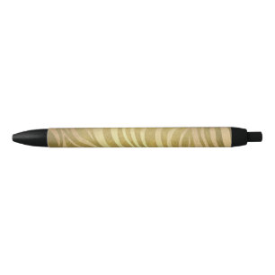 Golden Bronze Zebra Print Jungle Safari Glam Black Ink Pen