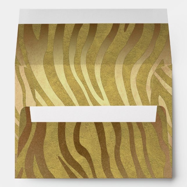 Golden Bronze Zebra Print Jungle Safari Glam Envelope (Back (Bottom))