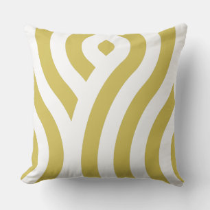Golden-Brown and White, Striped Wave Pattern Cushion