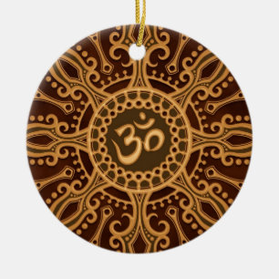 Golden Brown Aum Star Ceramic Tree Decoration