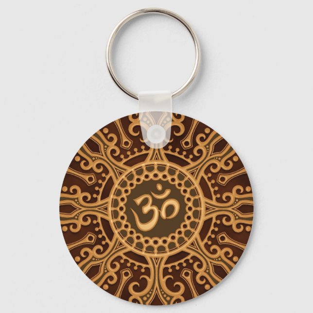 Golden Brown Aum Star Key Ring (Front)