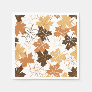 Golden Brown Autumn Pattern White Ver Napkin
