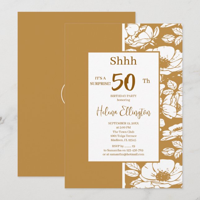Golden Brown Birthday Invitation (Front/Back)