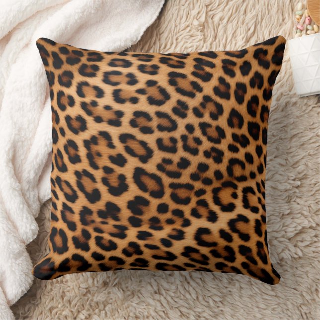 Golden Brown Black Leopard Cat Cushion (Blanket)