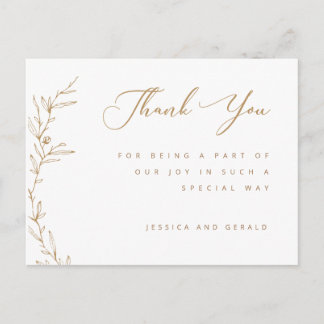 Golden Brown Botanical Branch Thank you Postcard