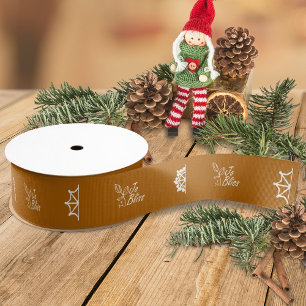 Golden Brown Business Logo Snowflakes Promotional Grosgrain Ribbon