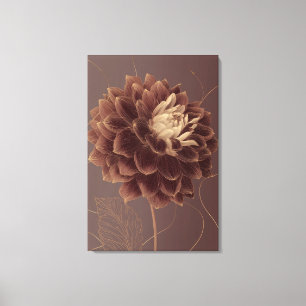 Golden Brown Dahlia Botanical Flower Canvas Print